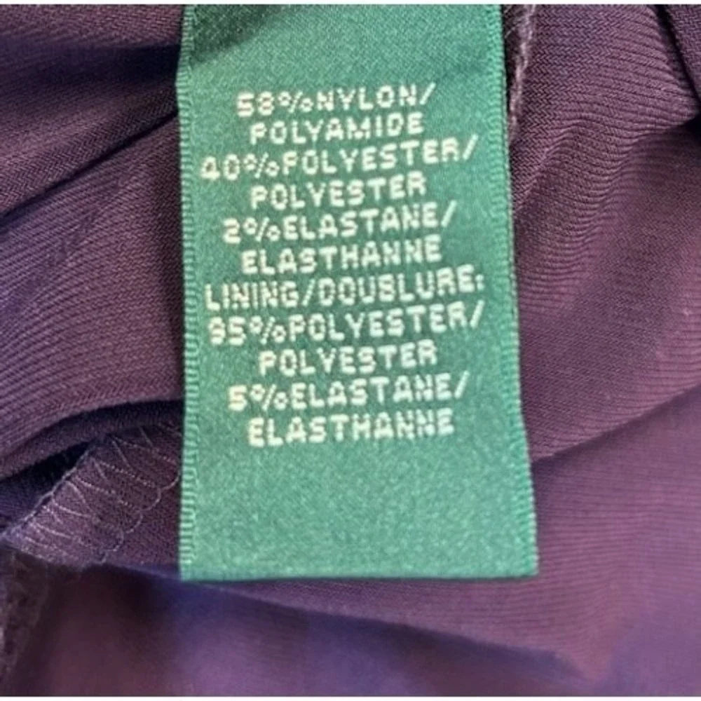 NWOT‎ Ralph Lauren Purple Lace Sequin Dress Ruched Sleeveless Cocktail Size 12